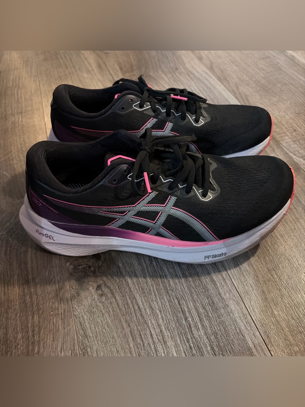 ASICS Women's Black and Pink Running Sneakers